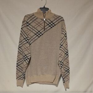 Men's Beige Plaid Sweater